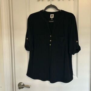 Anne Klein black 3/4 sleeve blouse, size L